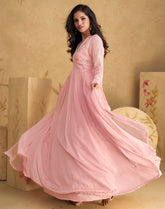 Designer Pink Shaded Embroidery Anarkali Dress | bollywood dress | anarkali dress